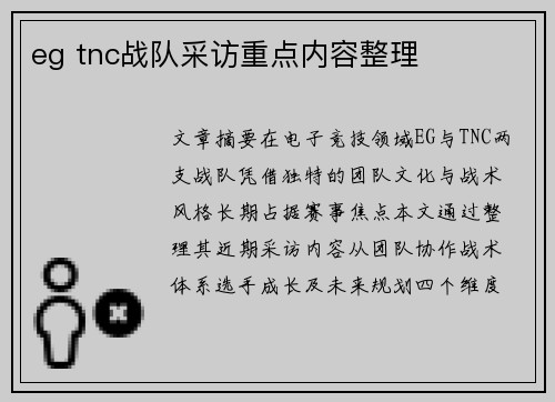 eg tnc战队采访重点内容整理