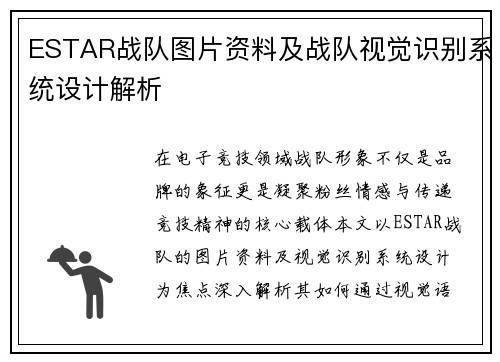 ESTAR战队图片资料及战队视觉识别系统设计解析